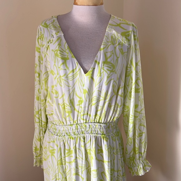 Torrid 2X neon green combo soft gauzy skater dress. - Picture 3 of 11